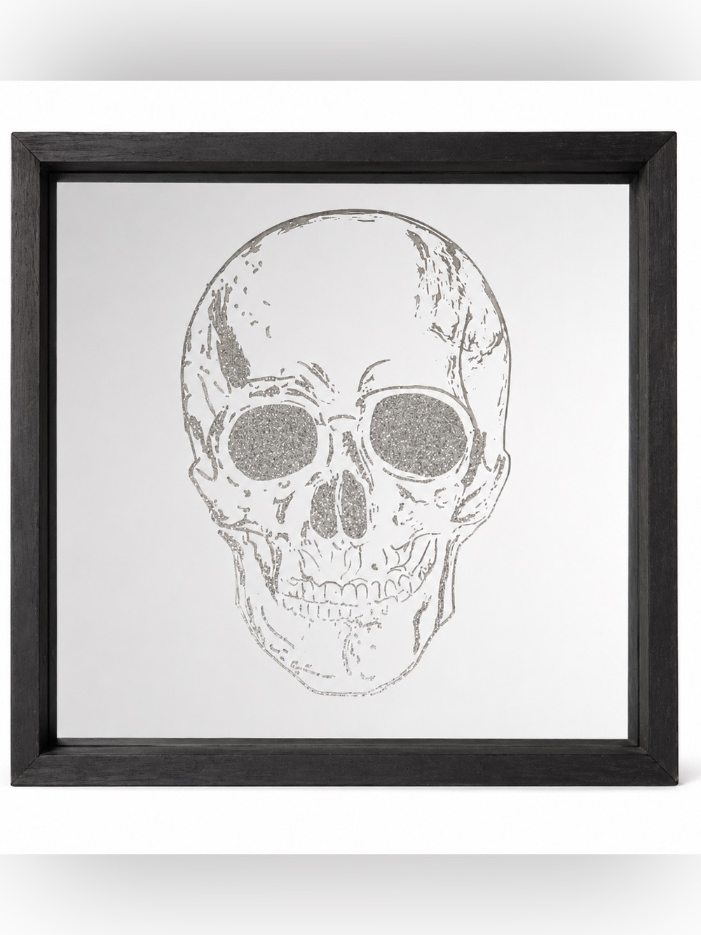 Framed Glitter Light-Up Skull Wall Art